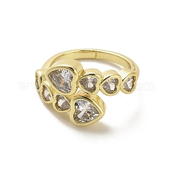 Сердце стойка покрытие латунные открытые манжеты кольца&nbsp;RJEW-M163-01G