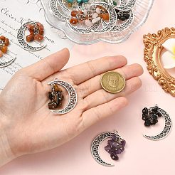 20 шт. 10-цветный полумесяц в тибетском стиле из сплава с подвесками из драгоценных камней&nbsp;PALLOY-CJ00174