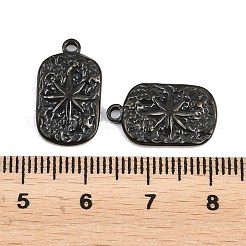イオンプレーティング（IP）304ステンレスペンダント  星のチャームが付いた長方形  ブラック  18x10x2mm  穴：1.2mm&nbsp;STAS-F287-11B