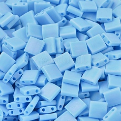 MIYUKIティラビーズ  日本製シードビーズ  2穴  （tl413fr）マットな不透明なターコイズブルーのab  5x5x1.9mm  穴：0.8mm  約1180個/100g&nbsp;SEED-J020-TL413FR
