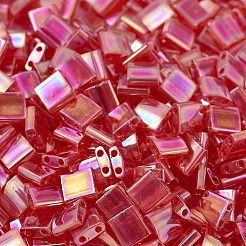 MIYUKIティラビーズ  日本製シードビーズ  2穴  （tl254)透明な赤いab  5x5x1.9mm  穴：0.8mm  約5900個/500g&nbsp;SEED-MY05-TL0254