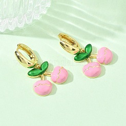 Orecchini pendenti a cerchio in ottone e smalto per donna&nbsp;EJEW-A167-20G-01