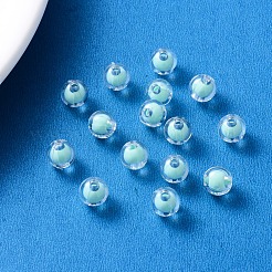 透明なアクリルビーズ  二層ビーズ  ラウンド  アクアマリン  8x7.5mm  穴：2mm  約1700個/500g&nbsp;TACR-S135-002B