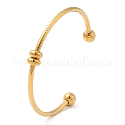 Браслеты-манжеты с шариком на конце из нержавеющей стали 304 с резьбой&nbsp;BJEW-G677-01G