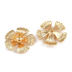 真鍮製ビーズキャップ  花  ニッケルフリー  18KGP本金メッキ  19x19x6mm  穴：1mm&nbsp;KK-F910-24G-04