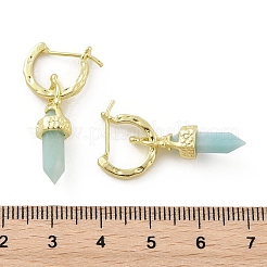 Boucles d'oreilles créoles en amazonite à fleurs naturelles&nbsp;EJEW-P306-01G-11