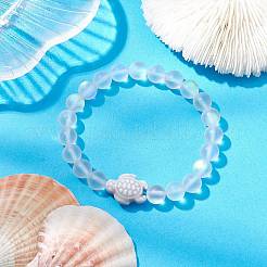Braccialetti elasticizzati con perline sintetiche di pietra di luna tonda tinta tonda da 8 mm&nbsp;BJEW-JB10308-07