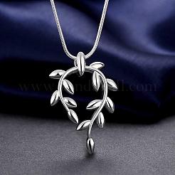 Colliers de pendentif de branche de chaîne de serpent en laiton plaqué couleur argent populaire de mode&nbsp;NJEW-BB01574