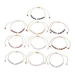 Браслеты из плетеных нейлоновых ниток в форме сердца из натуральных драгоценных камней круглой формы для женщин BJEW-MZ00166