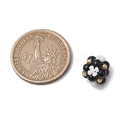 Натуральный черный оникс (окрашенный и нагретый) и стеклянные бусины-кластеры PALLOY-MZ00591-04