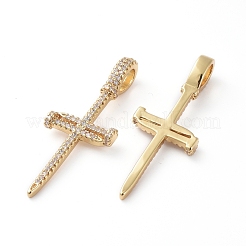 Латунные микропаве прозрачные подвески с фианитом ZIRC-L076-034G