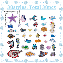 38 шт. полиэстеровая компьютерная вышивка с морским мотивом&nbsp;PATC-WR0001-28