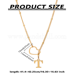 1 collar de lazo de acero inoxidable con letras y corazones para mujer&nbsp;NJEW-LP0002-87G-T
