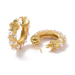 Пластиковые серьги-кольца с жемчугом EJEW-A072-04G