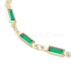 Браслеты из латунных стеклянных прямоугольных цепочек для женщин BJEW-JB12531