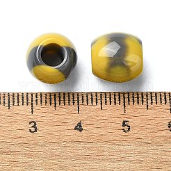 ツートン樹脂ヨーロピアンビーズ  大きな穴バレルビーズ  きいろ  11.5x11x11mm  穴：5mm&nbsp;RESI-U008-06D