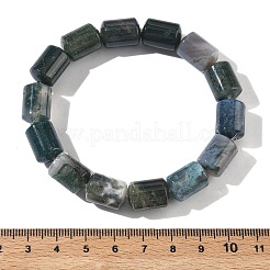 Braccialetti elastici in perle di agata muschiata naturale a colonna per donne e uomini&nbsp;BJEW-A148-01A-28