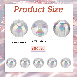 600 шт. Прозрачные акриловые бусины MACR-PA0001-01