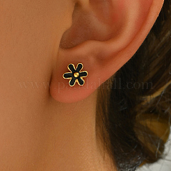 201 серьги-гвоздики с эмалированными цветами из нержавеющей стали&nbsp;DR1197