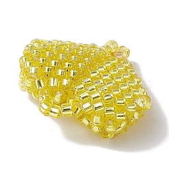 シードビーズ ビーズチャーム  ハートペンダント  きいろ  21.5x22x8mm  穴：4mm&nbsp;PALLOY-MZ00262-03