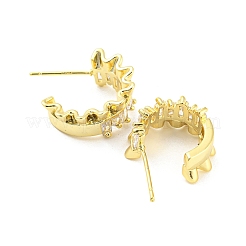 Полукруглые серьги-гвоздики с прозрачным кубическим цирконием&nbsp;EJEW-A026-10G