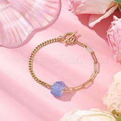 Braccialetti con maglie in quarzo naturale con prisma esagonale elettrolitico&nbsp;BJEW-JB10753-02