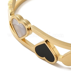 Браслеты-сердечки из нержавеющей стали 304 с эмалью на шарнирах&nbsp;LS-BJEW-E099-03G