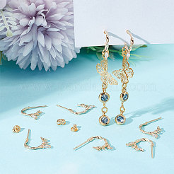 8 шт. серьги-гвоздики из латуни с конским глазом и прозрачным кубическим цирконием&nbsp;KK-UN0001-30