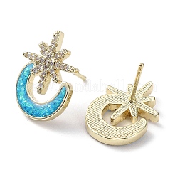 Aretes de circonita cúbica micro pavé de latón chapado en oro real de 18k&nbsp;EJEW-C069-01B-G