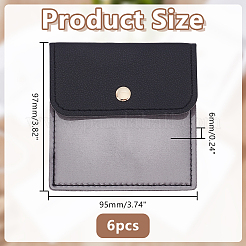 6 шт. конверты для ювелирных изделий из искусственной кожи ПВХ с кнопкой&nbsp;ABAG-WH0039-49B