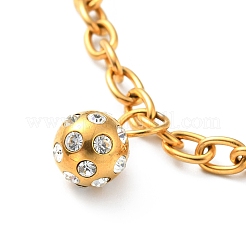 Bracciale con ciondoli a cubo e a sfera in zirconia cubica trasparente con placcatura sotto vuoto in pvd e catene in acciaio inossidabile 304 per donna&nbsp;BJEW-E108-12G
