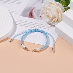 Наполовину готовый полиэстеровый плетеный жемчужный браслет&nbsp;AJEW-JB01128-03