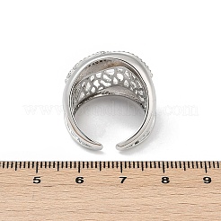 Открытые манжеты из латуни с микропаве и прозрачным цирконием для женщин RJEW-A059-05P