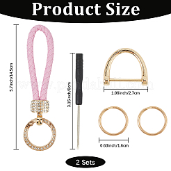 2 шт. брелок из искусственной кожи и сплава со стразами&nbsp;KEYC-CL0001-15D