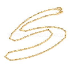 Цепочки из латуни толщиной 2 мм с текстурированными плоскими звеньями для мужчин и женщин.&nbsp;NJEW-L012-08G