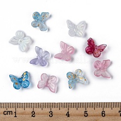 クリアガラスチャーム  混合スタイル  蝶  ミックスカラー  9.5x11x3mm  穴：0.8mm&nbsp;X-GLAA-T016-23