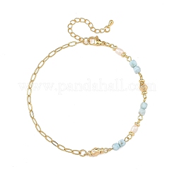 Chaîne de cheville en laiton et perles naturelles&nbsp;AJEW-AN00887