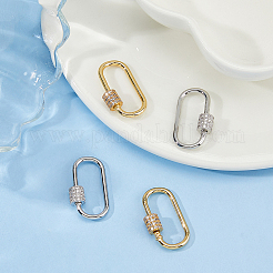 4 Stück 2 Farben Messing Micro Pave klare Zirkonia Schraubkarabiner Verschluss Charms&nbsp;ZIRC-DC0001-37