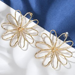 合金スタンドピアス  花  ゴールドカラー  68.5x66.5mm&nbsp;EJEW-D300-02G-02