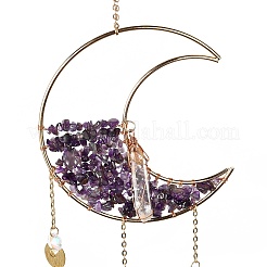 Натуральные аметистовые чипсы из бисера луна висит ловцы солнца HJEW-M004-02