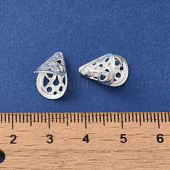 真鍮製ビーズキャップ  カドミウムフリー＆鉛フリー  コーン  925銀メッキ  12x11mm  穴：1mm&nbsp;KK-P259-05S