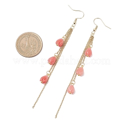 Серьги-подвески из синтетического коралла&nbsp;EJEW-JE06652