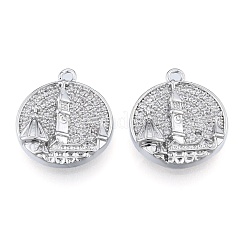 Латунные микропаве прозрачные подвески с фианитом&nbsp;KK-N216-566P