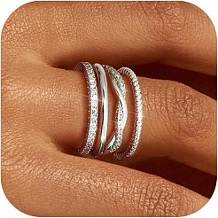 4 шт. набор колец для пальцев из цинкового сплава с кристаллами и стразами&nbsp;FS-WGAC0FD-06