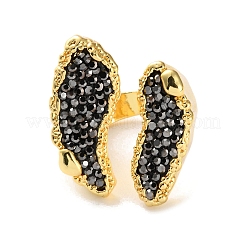 Долговечные открытые кольца-манжеты с микропаве из стразов RJEW-K286-01G