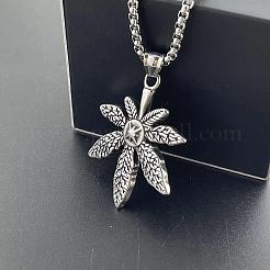 Мужские ожерелья с подвеской в стиле ретро-рок-панк в виде кленового листа из нержавеющей стали 304 DF8186