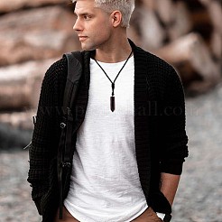 Ожерелье с подвеской в виде пули из натурального обсидиана JN1043C