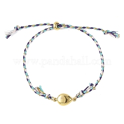 Bracelet coulissant ajustable en cordon métallique tressé en polycoton et acier inoxydable 304&nbsp;BJEW-JB14245-04