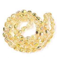 電気メッキガラスビーズセット  スカル  ライトカーキ  10x8x7.5mm  穴：1mm  約65個/連  25.59''（65センチメートル）&nbsp;EGLA-T021-09E