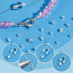 160 шт. 4 стиля 925 бусины-трубочки из стерлингового серебра&nbsp;STER-PH0002-28